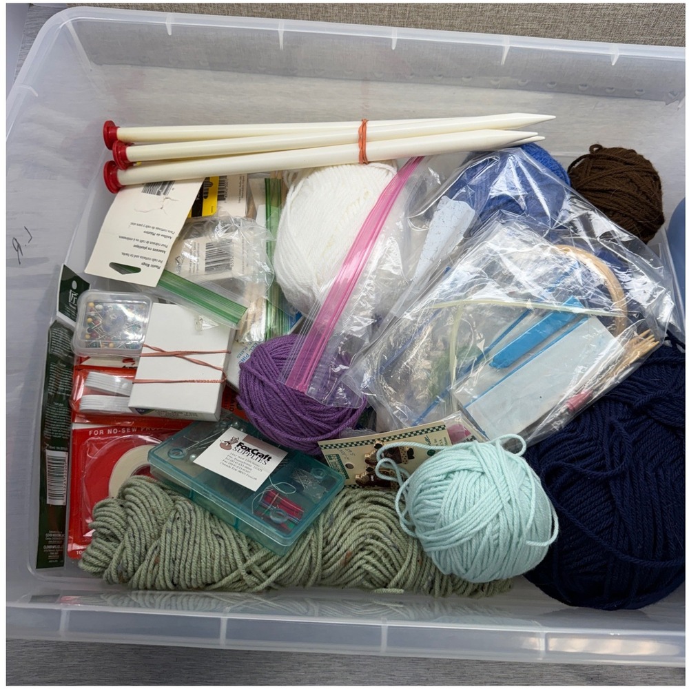 Knitting Lot for‎ baby items Yarn Needles pins patterns Buttons Notions